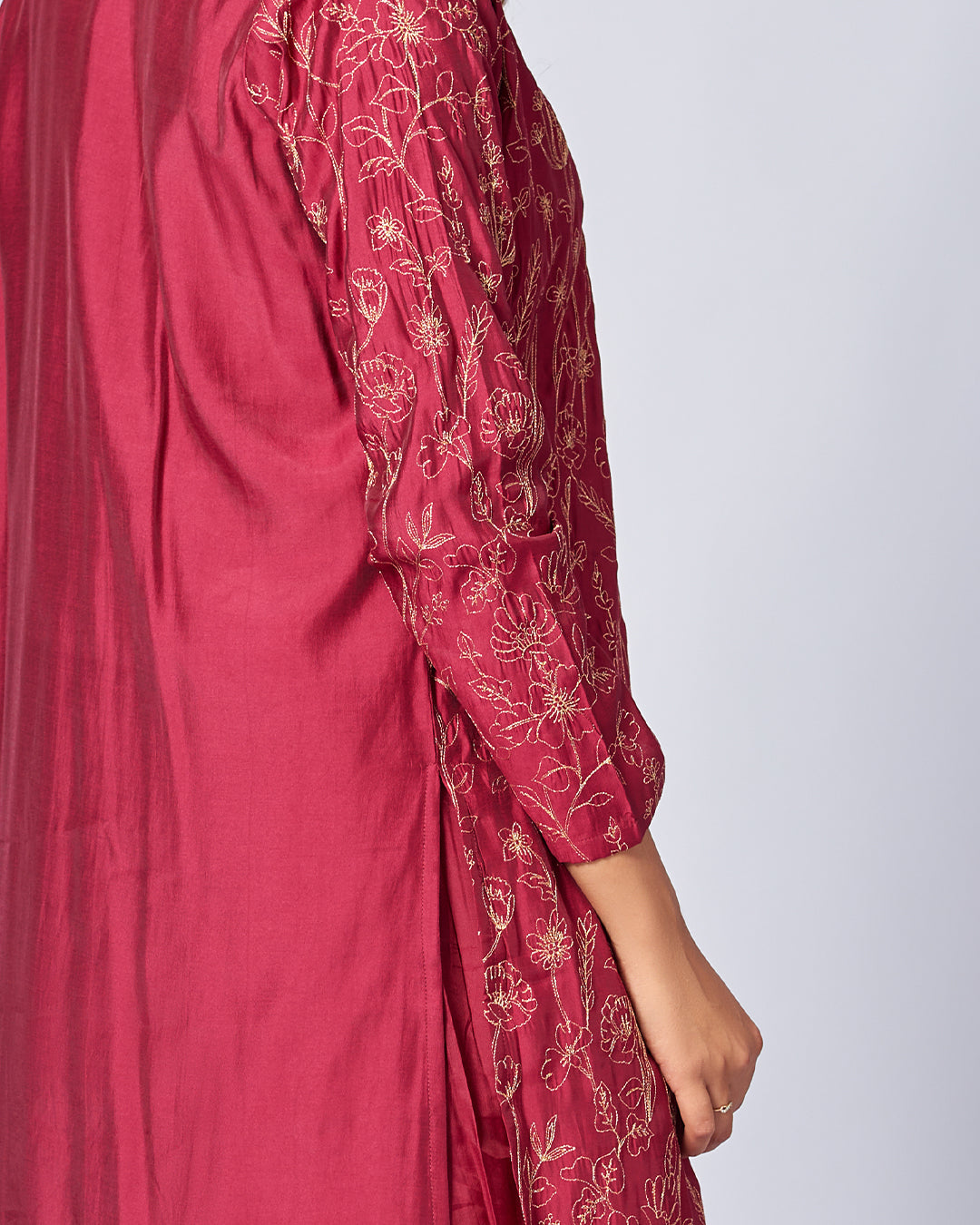Crimson Royale Silk Kurthi Set