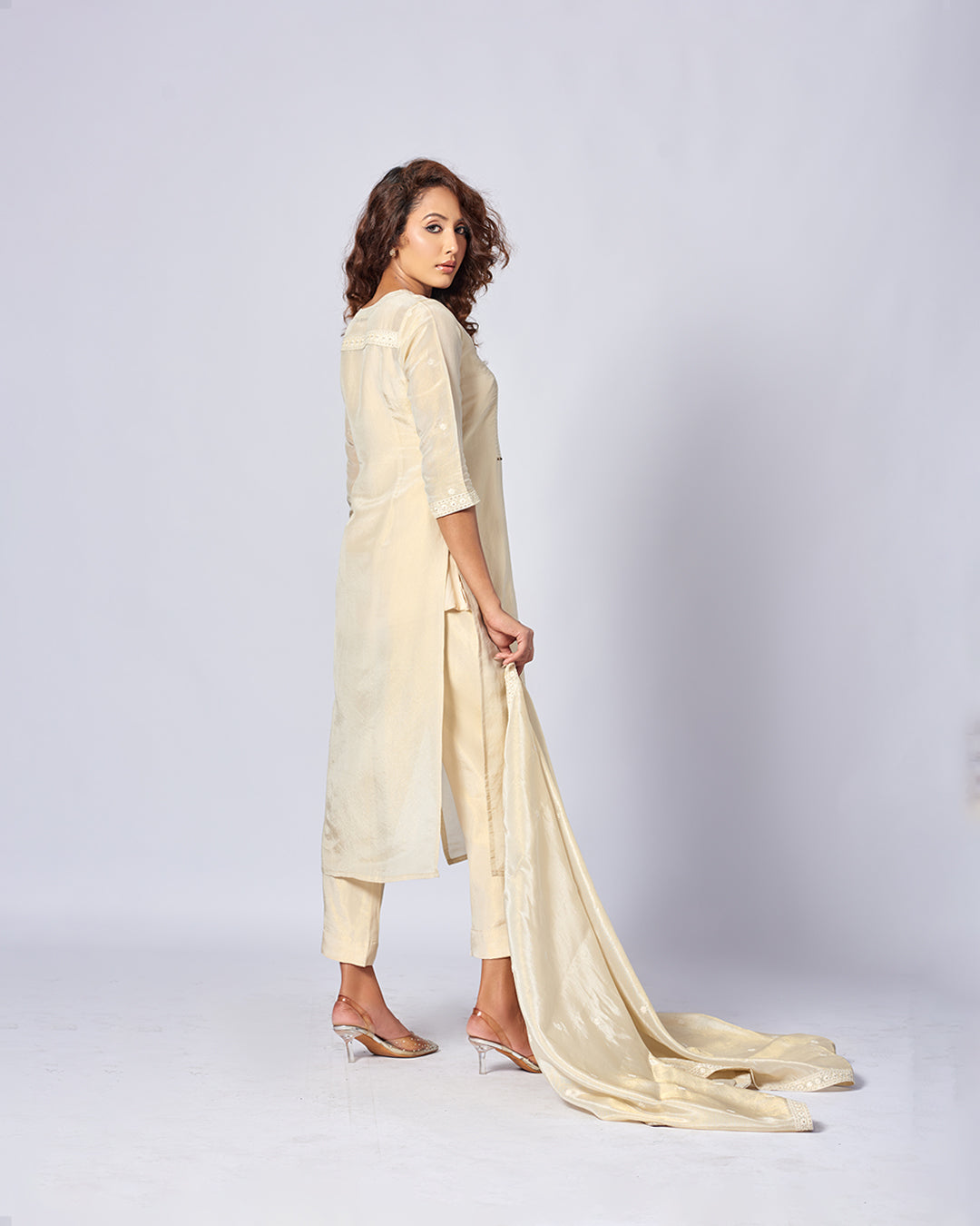 Ivory Radiance Silk Kurthi Set