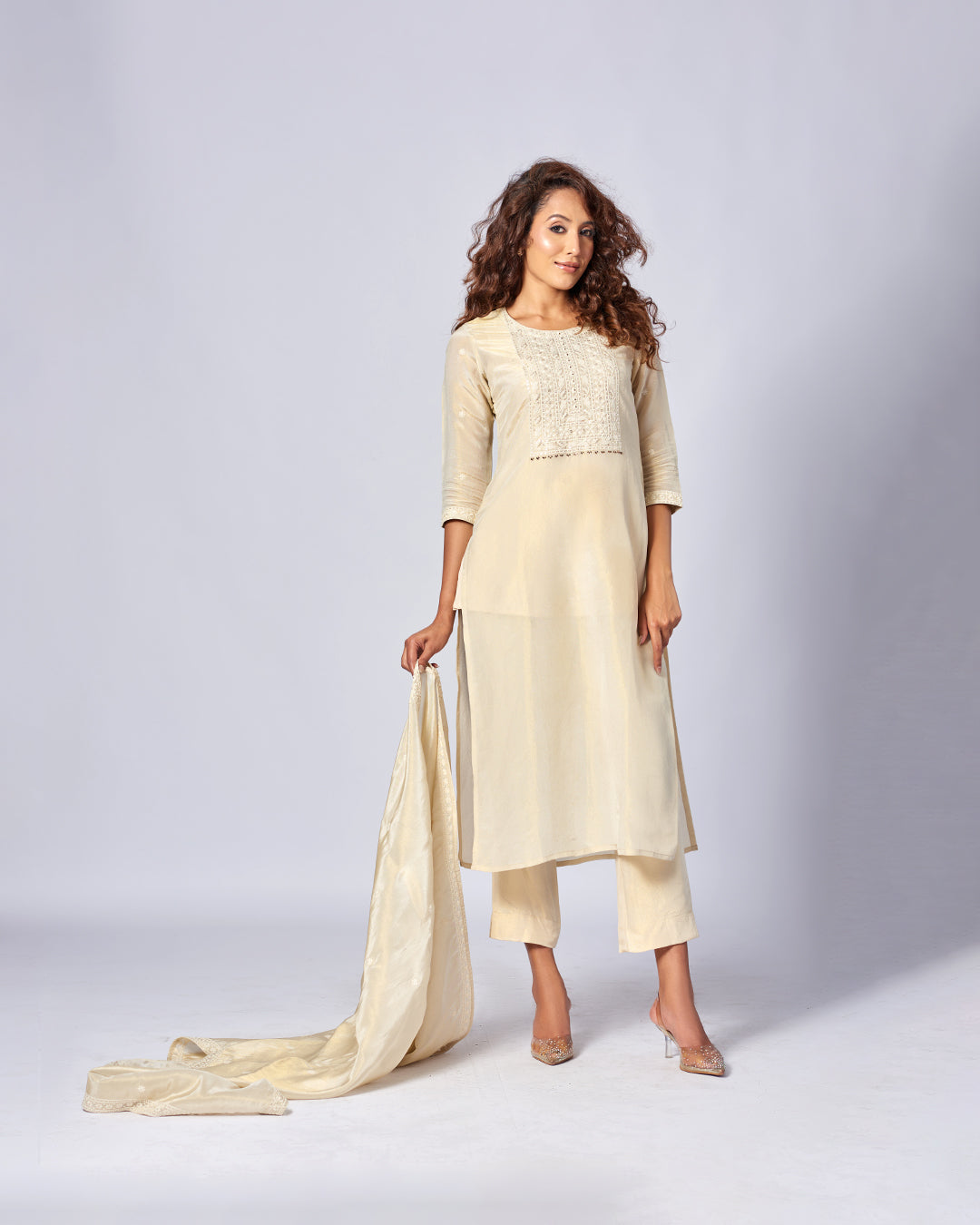 Ivory Radiance Silk Kurthi Set