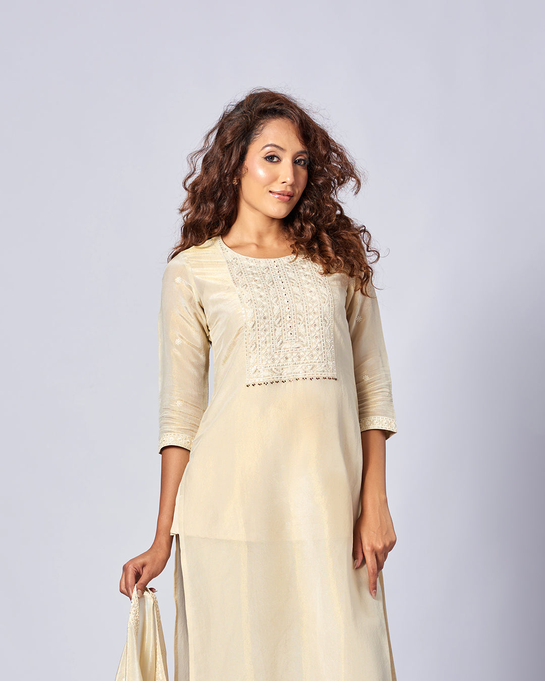 Ivory Radiance Silk Kurthi Set