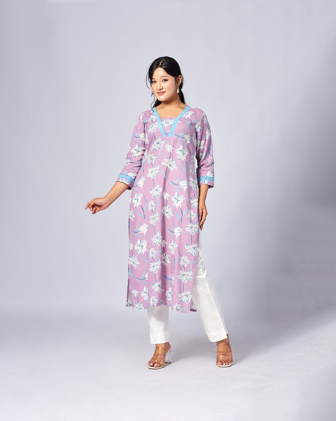 Lilac Breeze Khadi Cotton Kurthi 