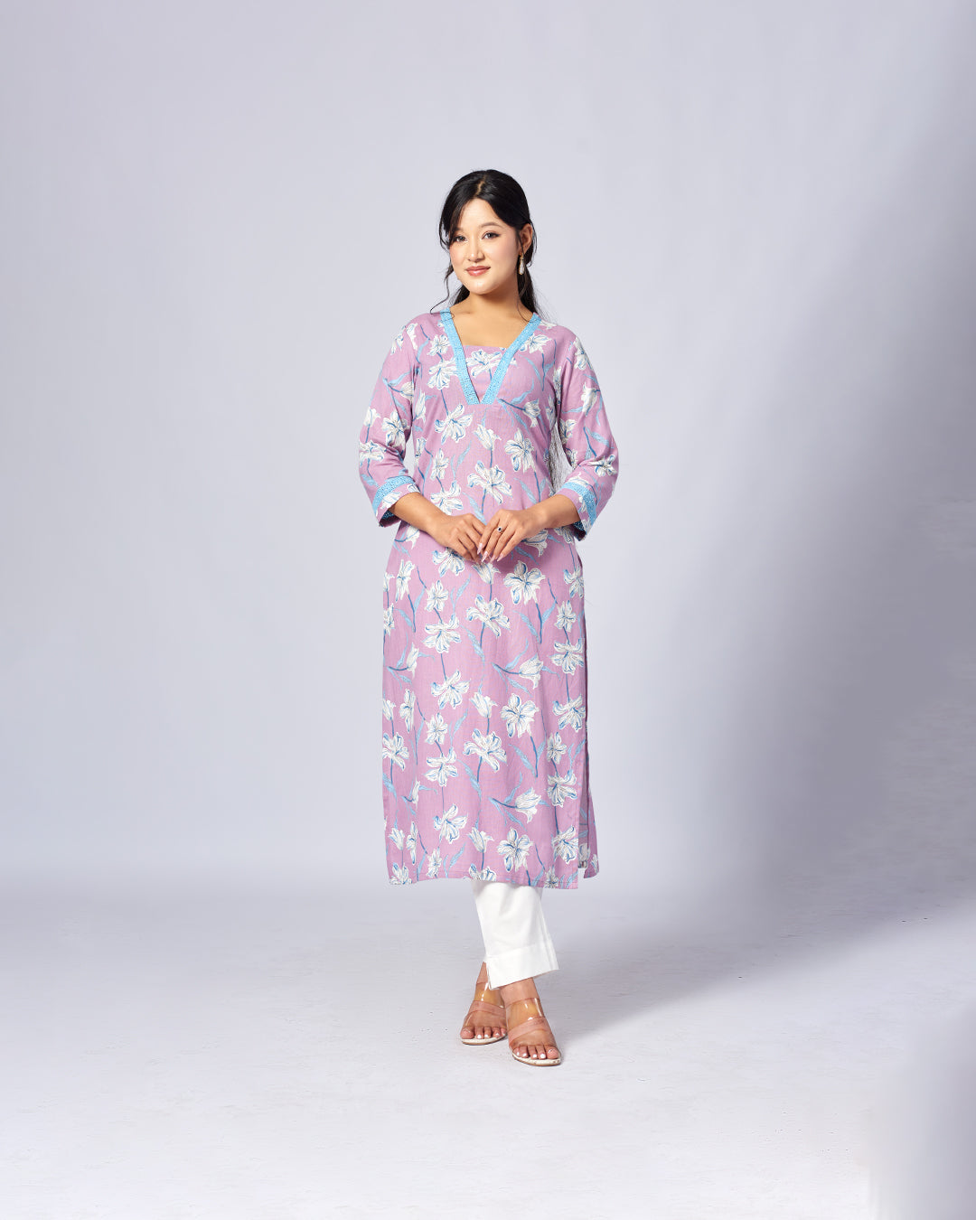 Lilac Breeze Khadi Cotton Kurthi 