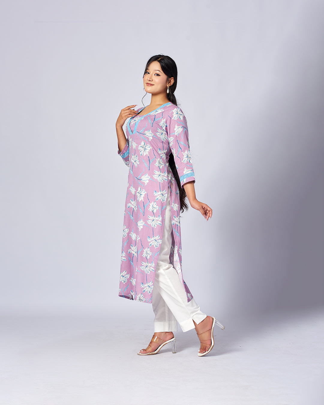 Lilac Breeze Khadi Cotton Kurthi 