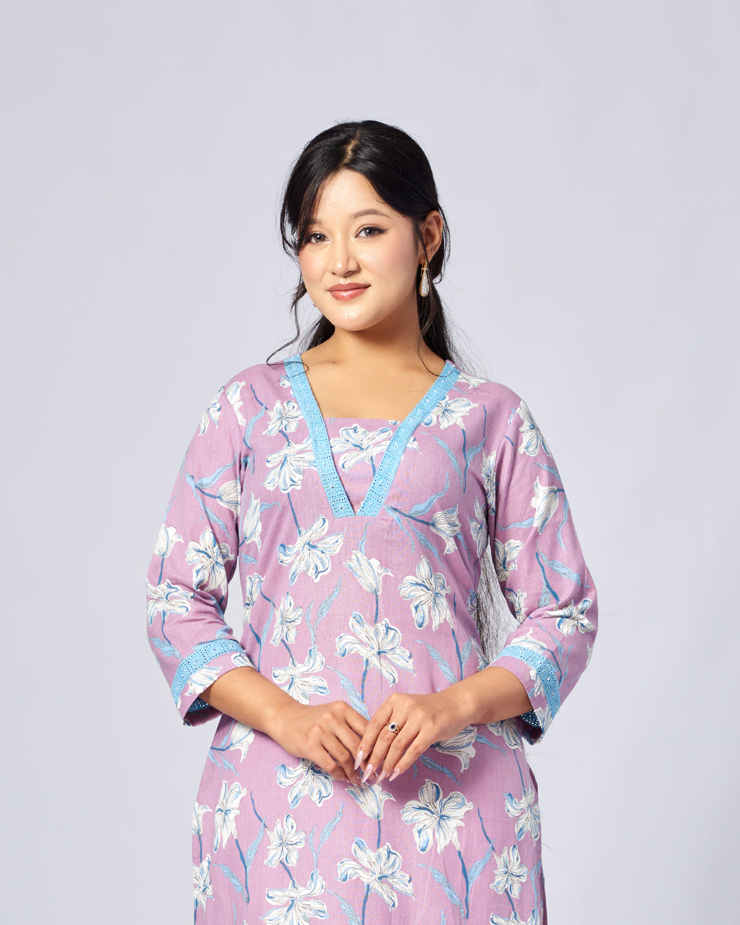 Lilac Breeze Khadi Cotton Kurthi 