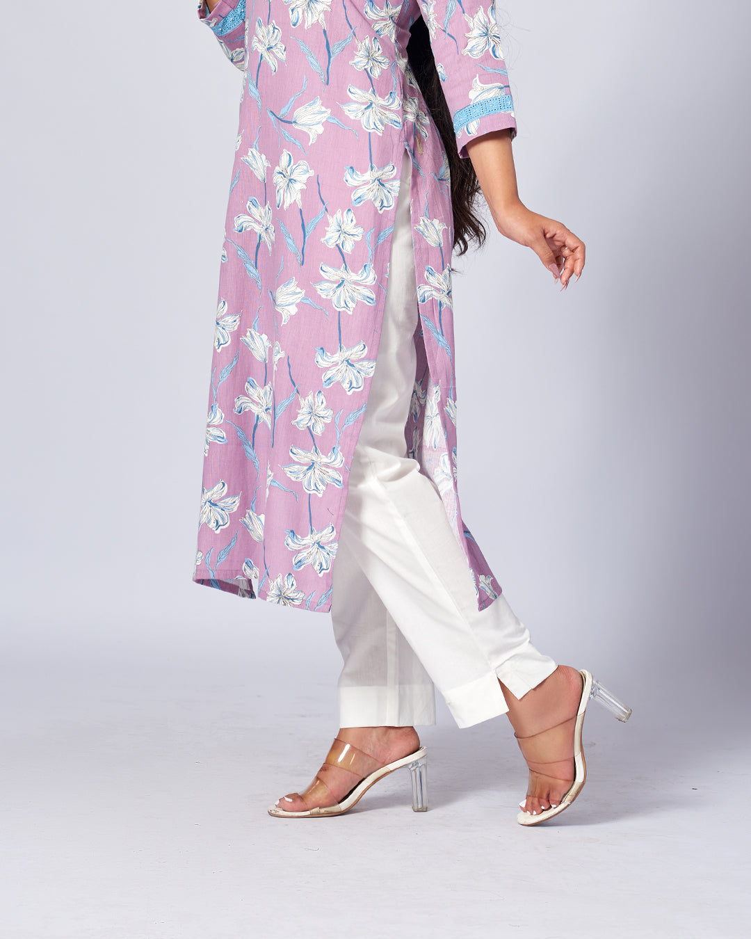 Lilac Breeze Khadi Cotton Kurthi 