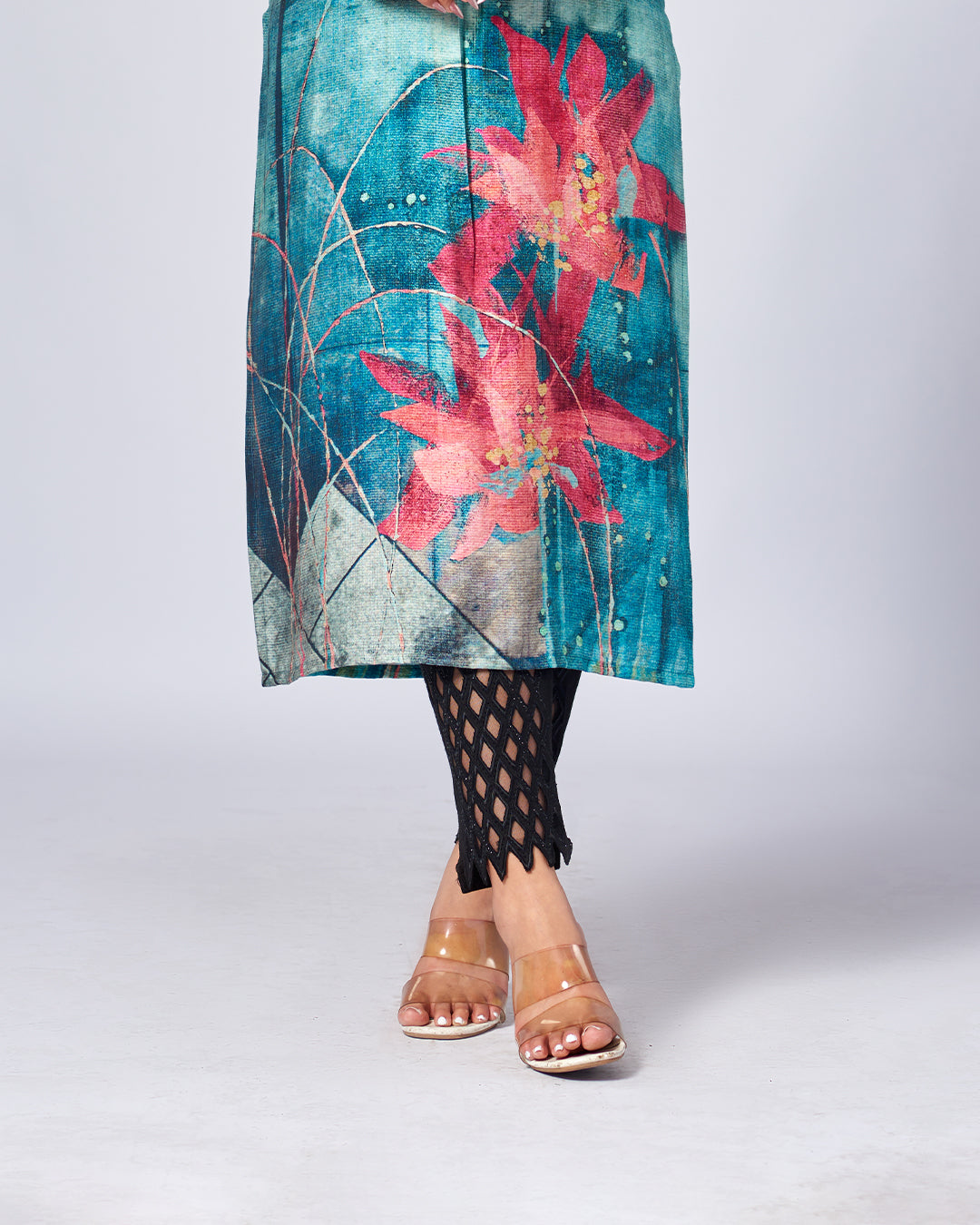 Aqua Bloom – Printed Straight Kurthi