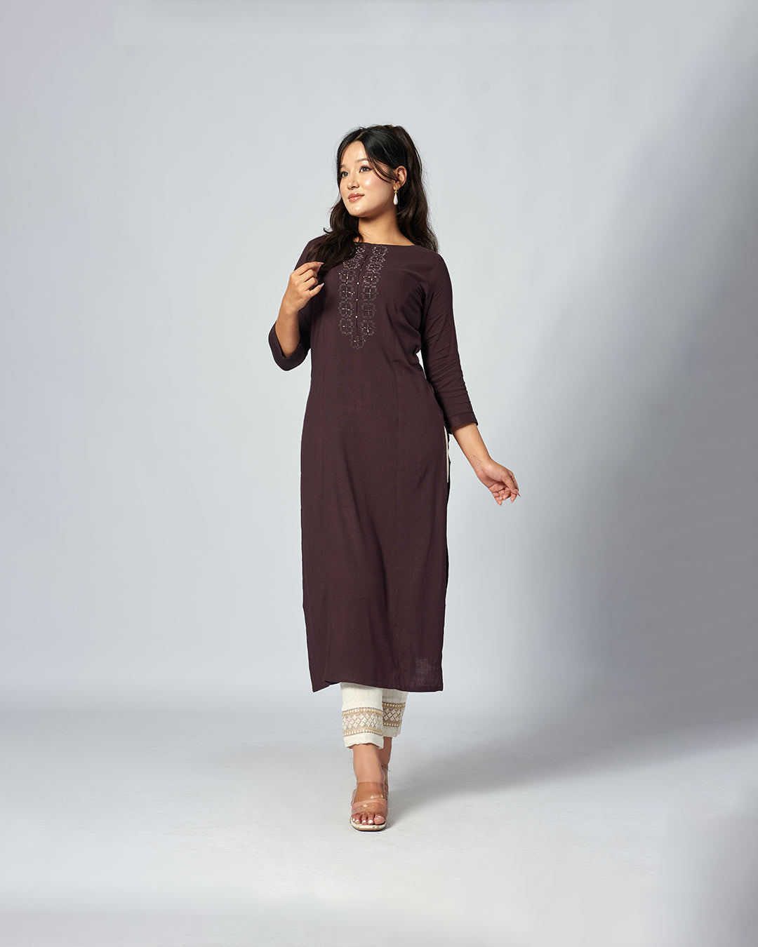 Mocha Grace – Cotton Kurthi
