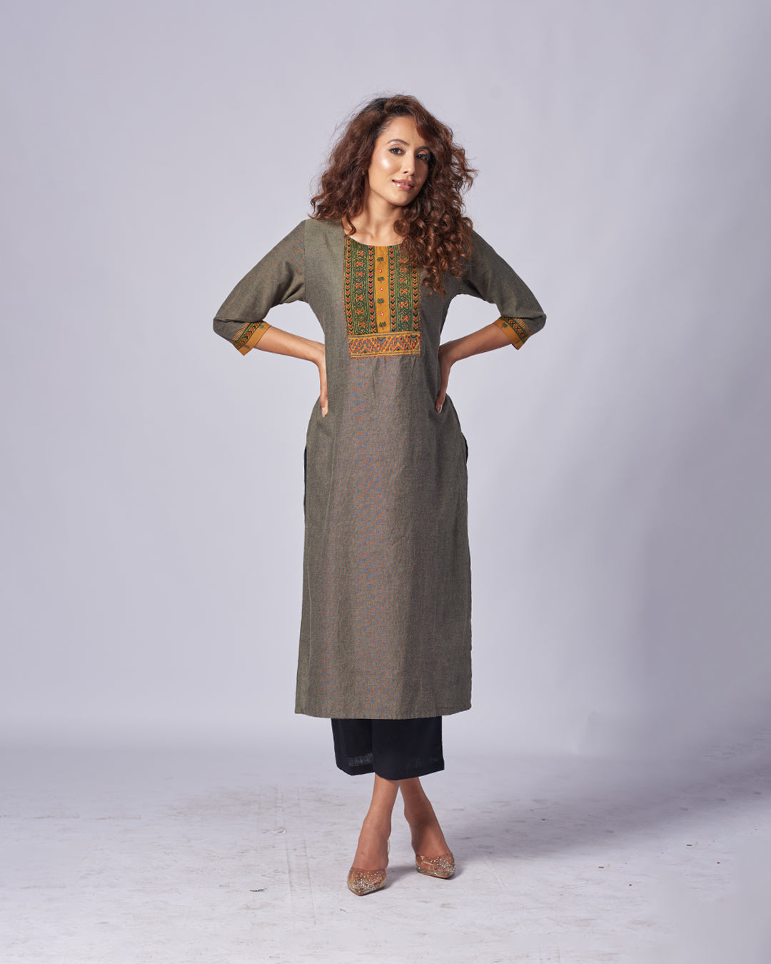 Olive Aura – Khadi Cotton Kurthi