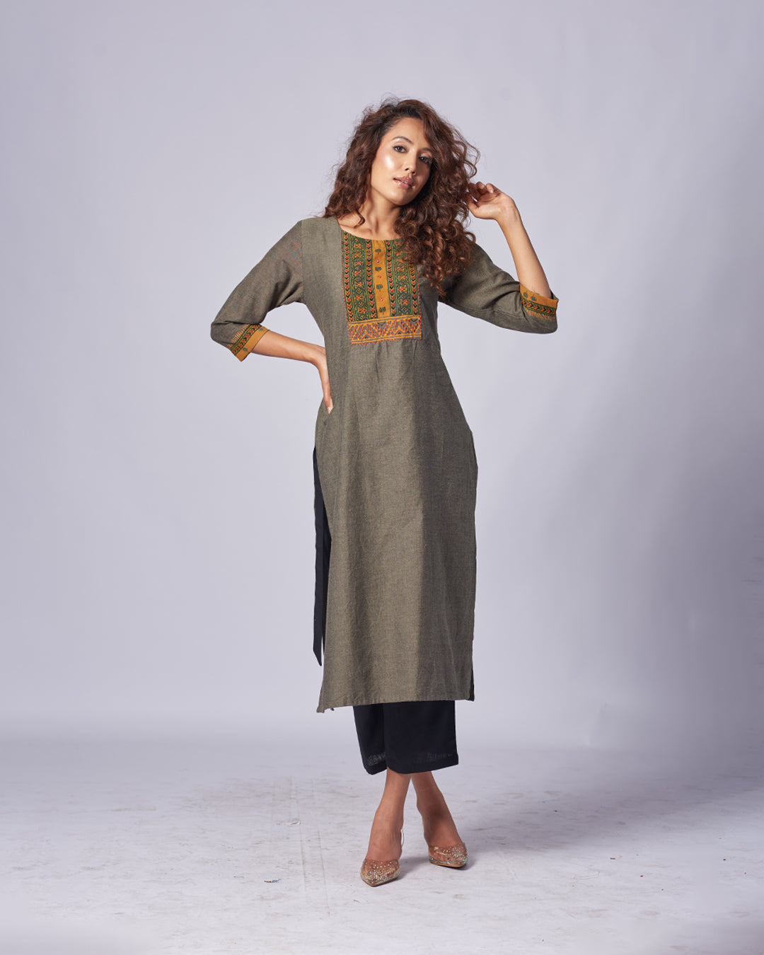 Olive Aura – Khadi Cotton Kurthi