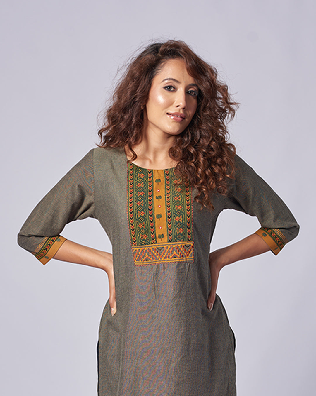 Olive Aura – Khadi Cotton Kurthi