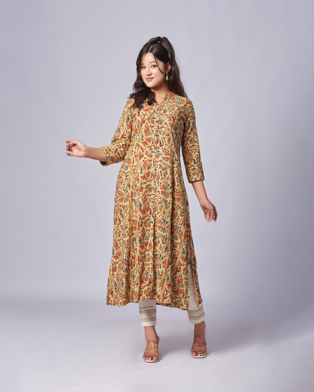  Golden Blossom Handloom Kurthi