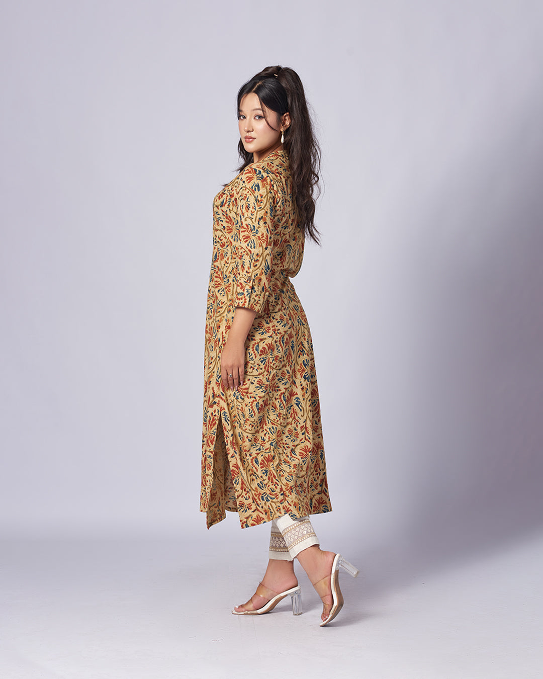  Golden Blossom Handloom Kurthi