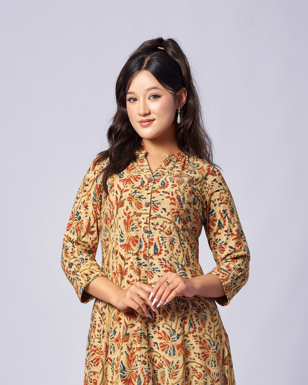  Golden Blossom Handloom Kurthi