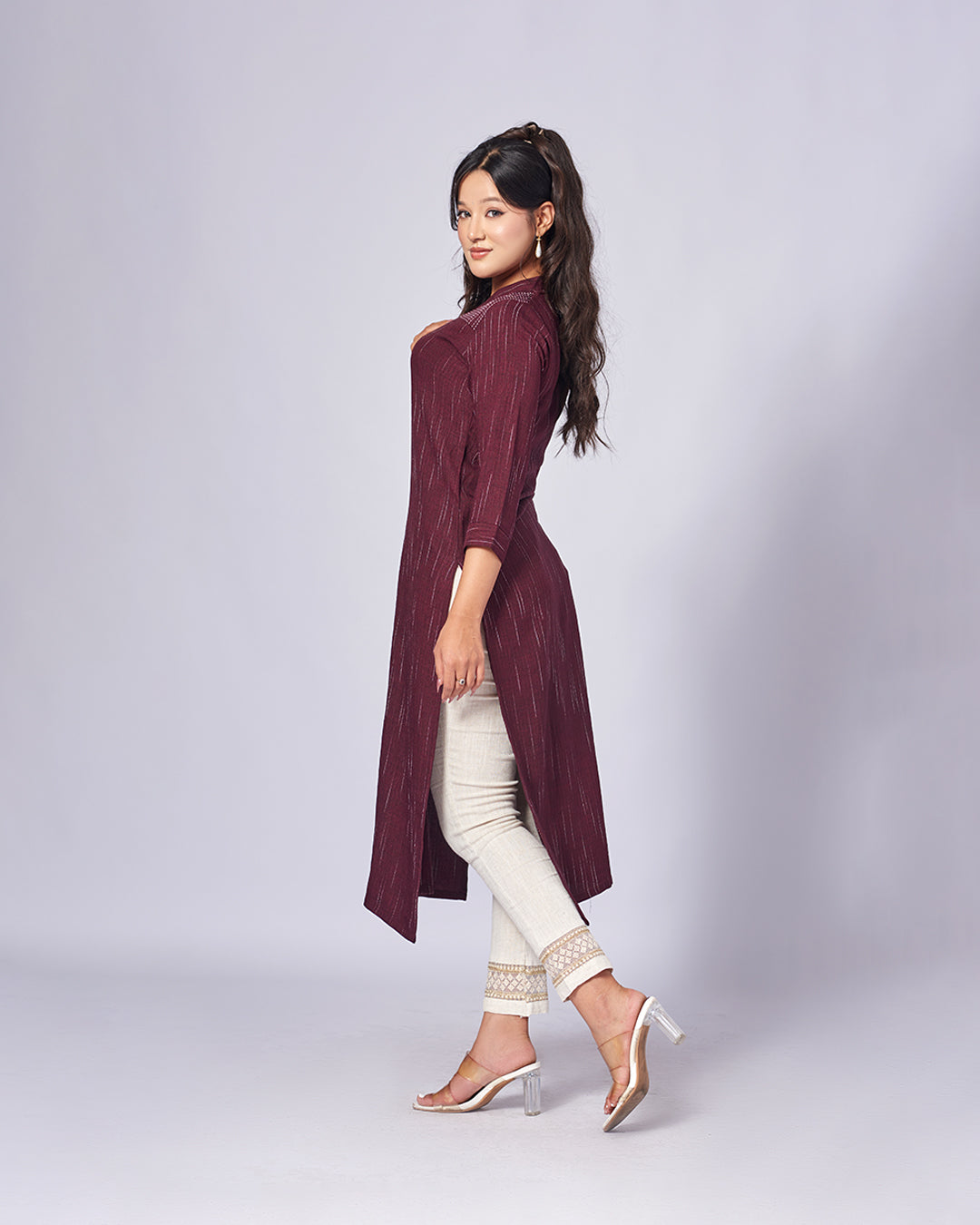 Wine Whisper – Embroidered Cotton Kurthi