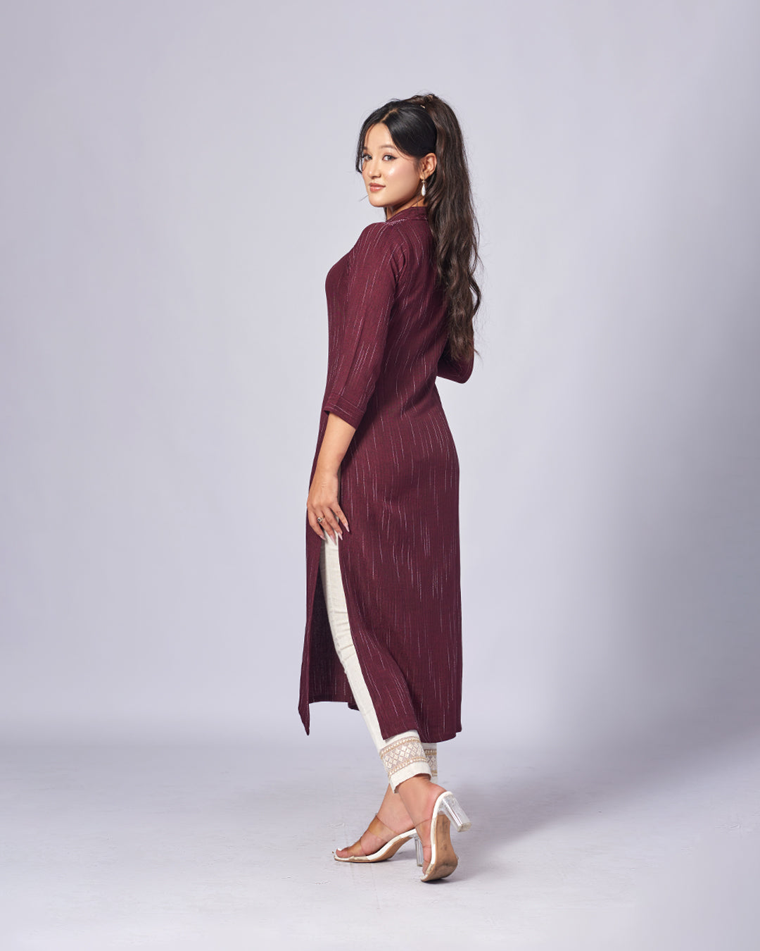 Wine Whisper – Embroidered Cotton Kurthi