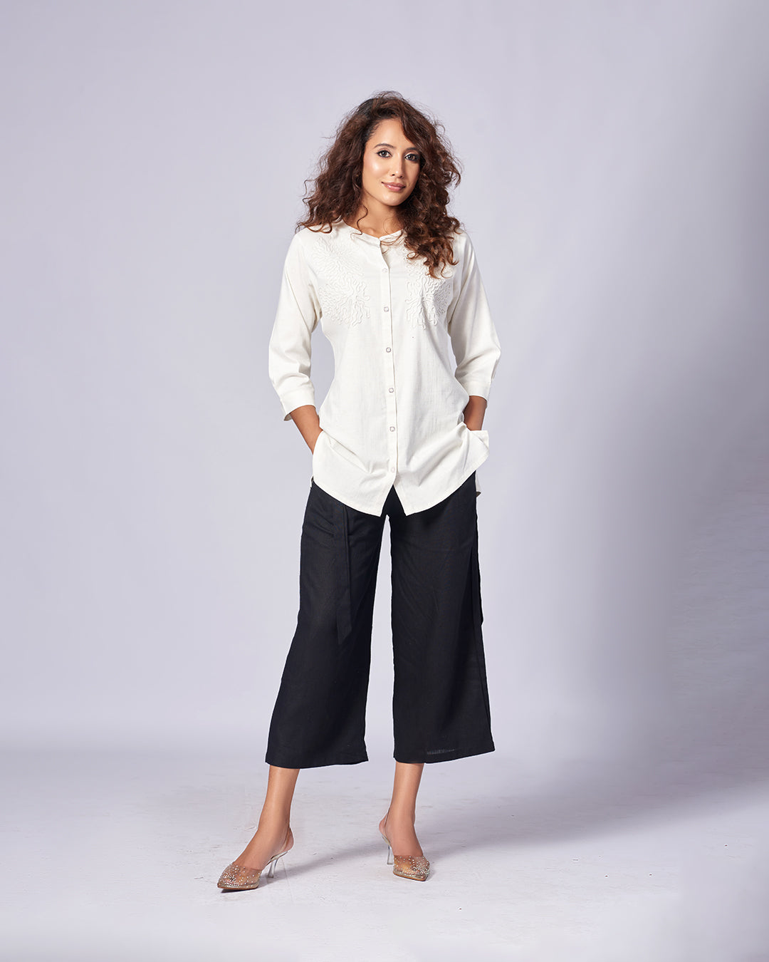 Ivory Essence – Geo Embroidered Top