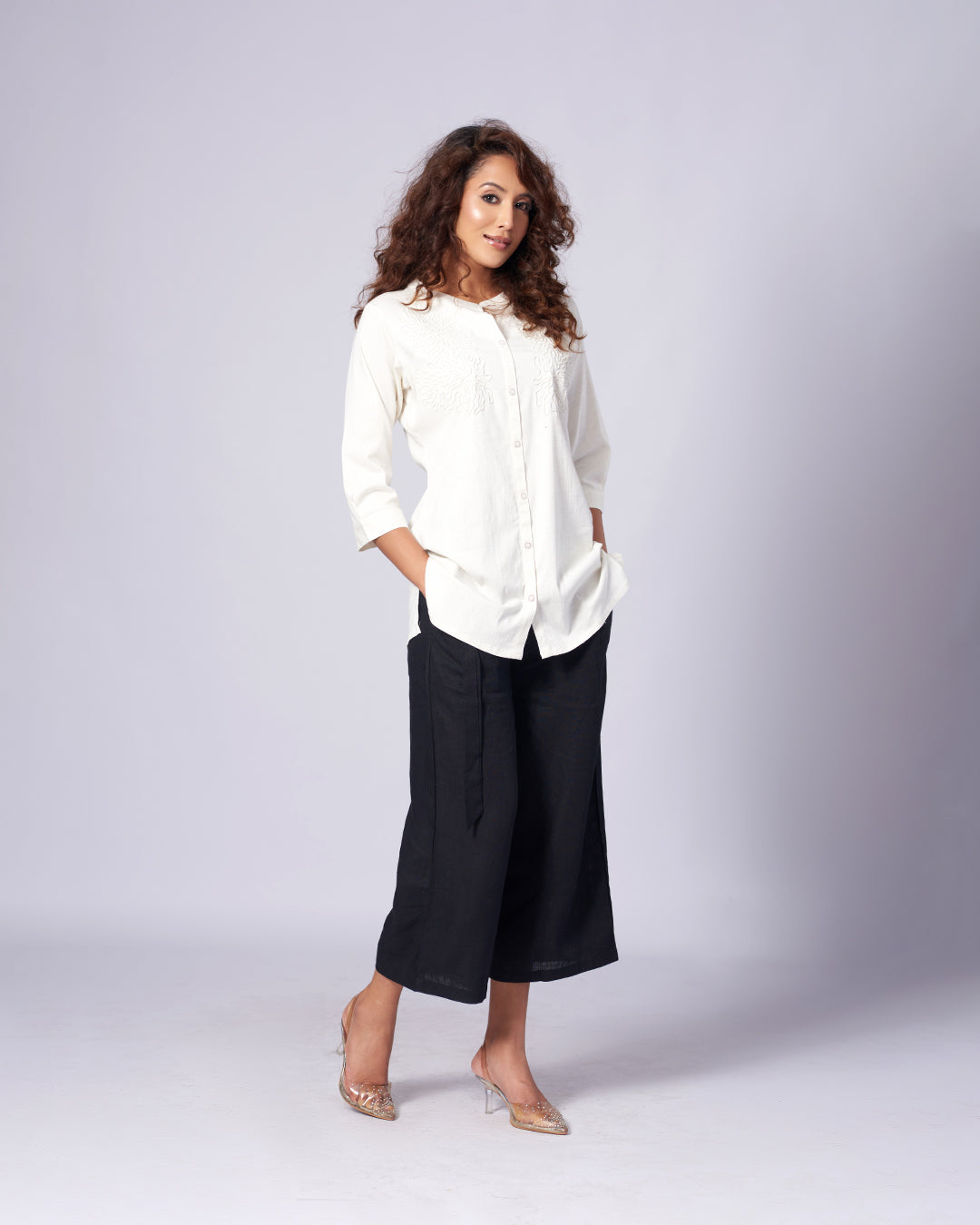 Ivory Essence – Geo Embroidered Top