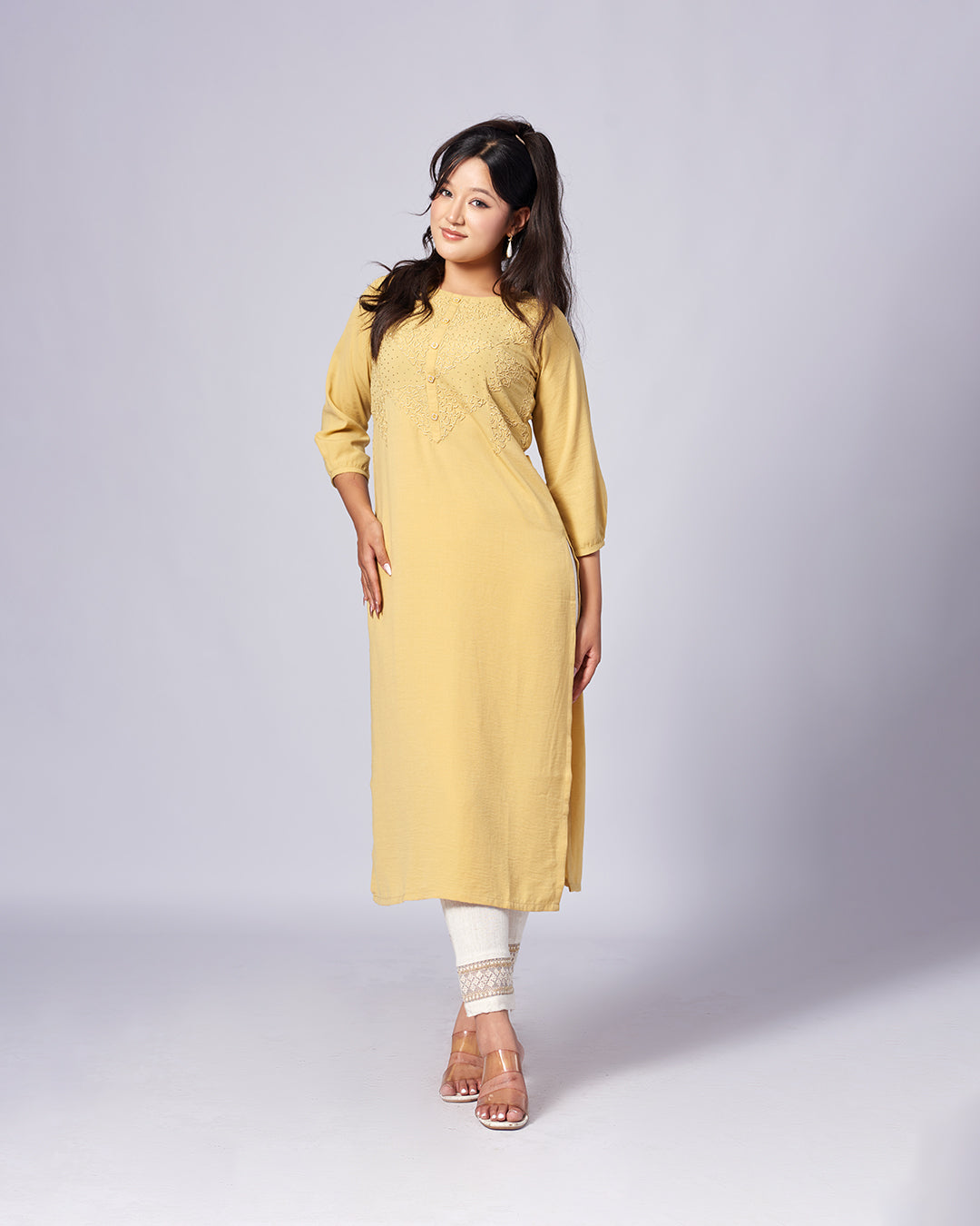 Sunlit Charm – Mustard Yellow Straight Kurthi