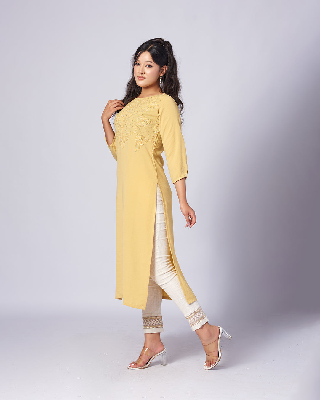 Sunlit Charm – Mustard Yellow Straight Kurthi