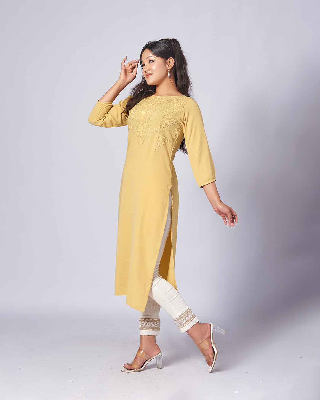 Sunlit Charm – Mustard Yellow Straight Kurthi