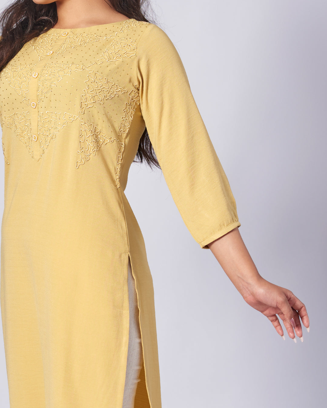 Sunlit Charm – Mustard Yellow Straight Kurthi