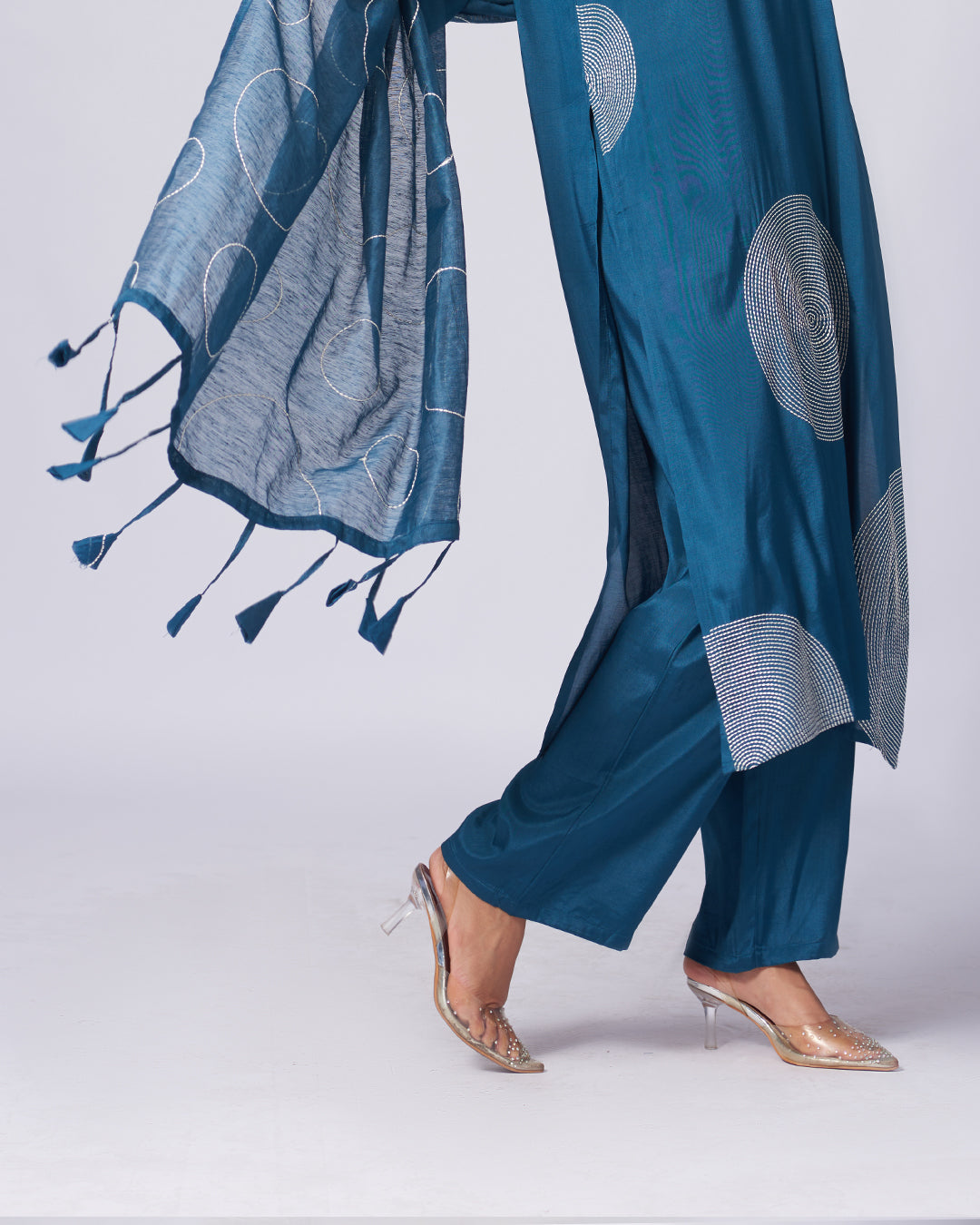 Teal Radiance – Silk Kurthi Set
