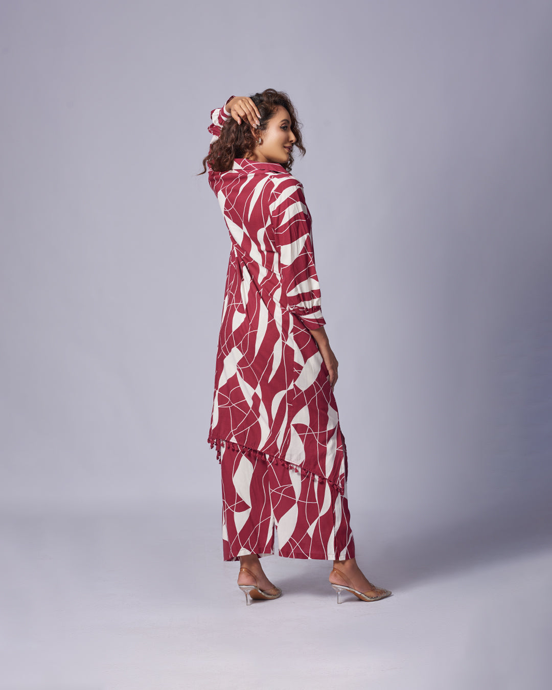 Crimson Flow – Cotton Co-ord Set