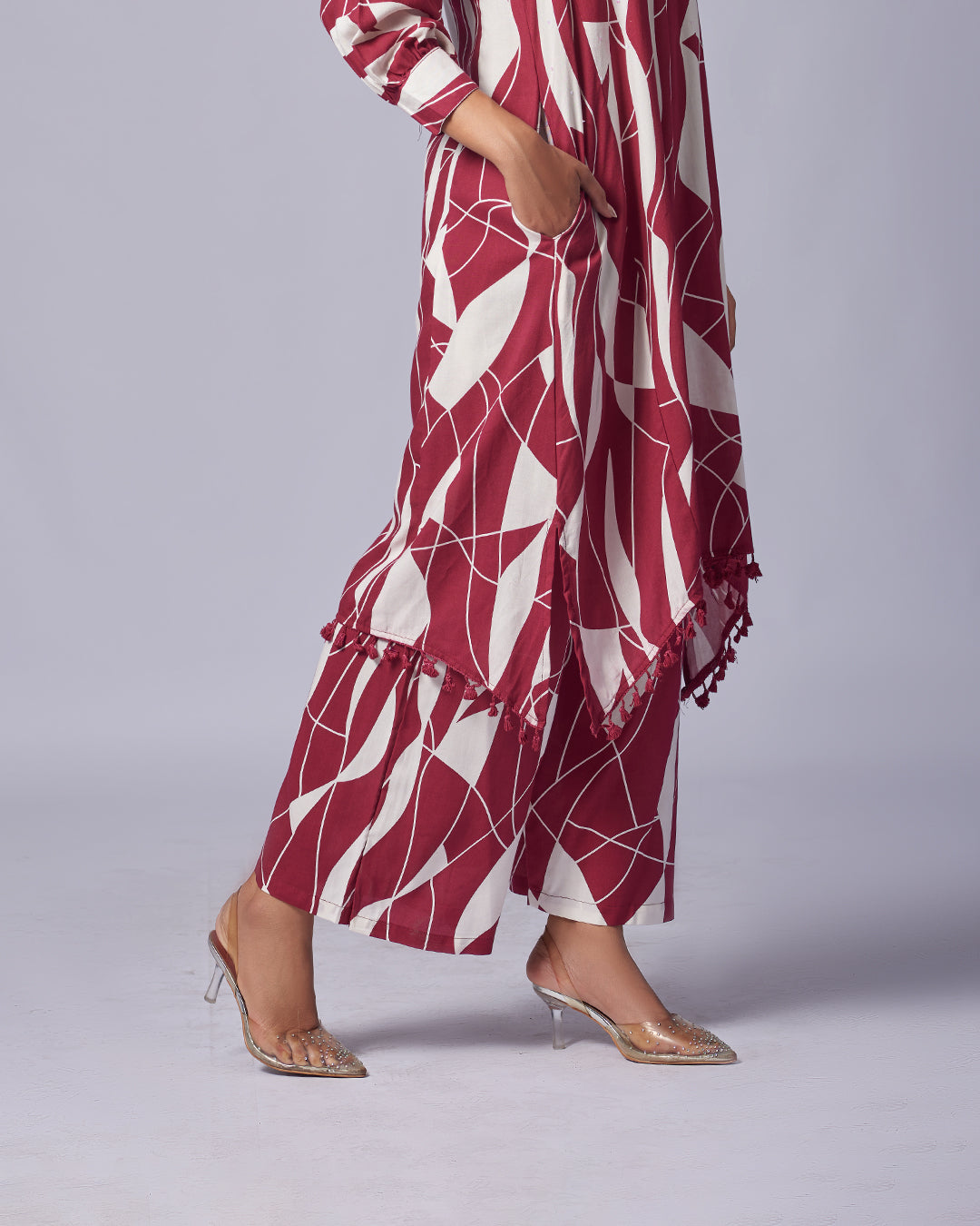 Crimson Flow – Cotton Co-ord Set