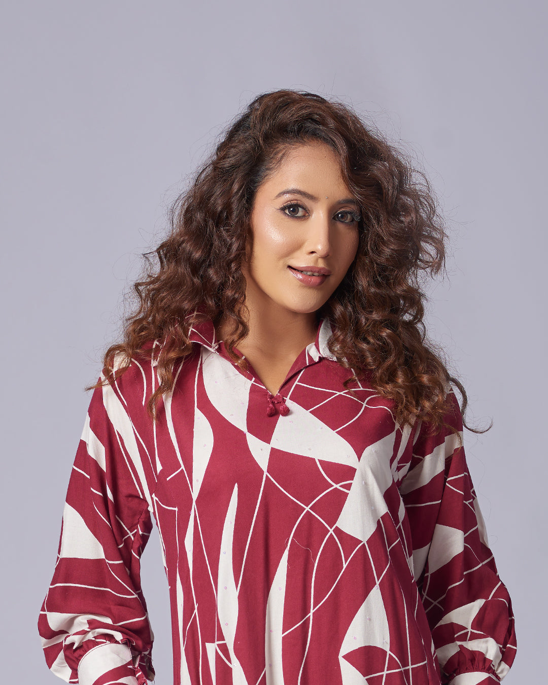 Crimson Flow – Cotton Co-ord Set