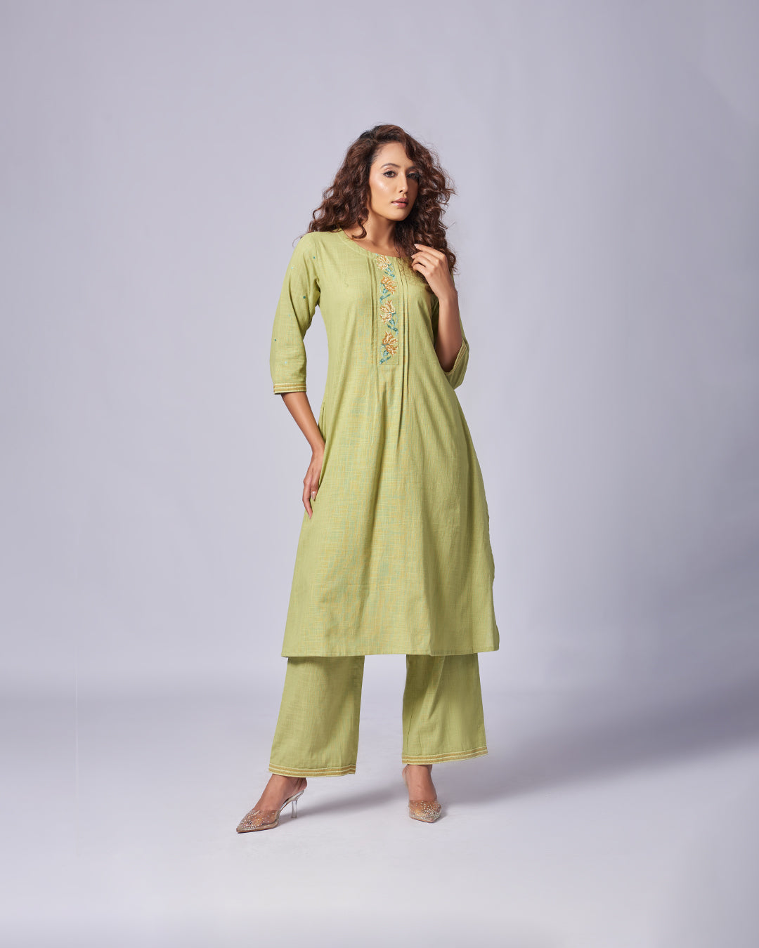 Olive Grace – Khadi Cotton Kurthi with Pant