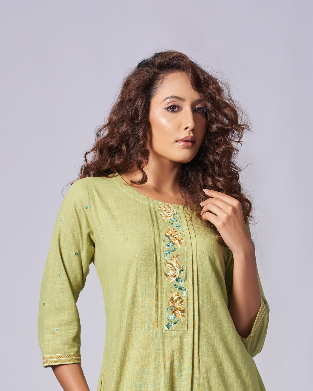 Olive Grace – Khadi Cotton Kurthi with Pant