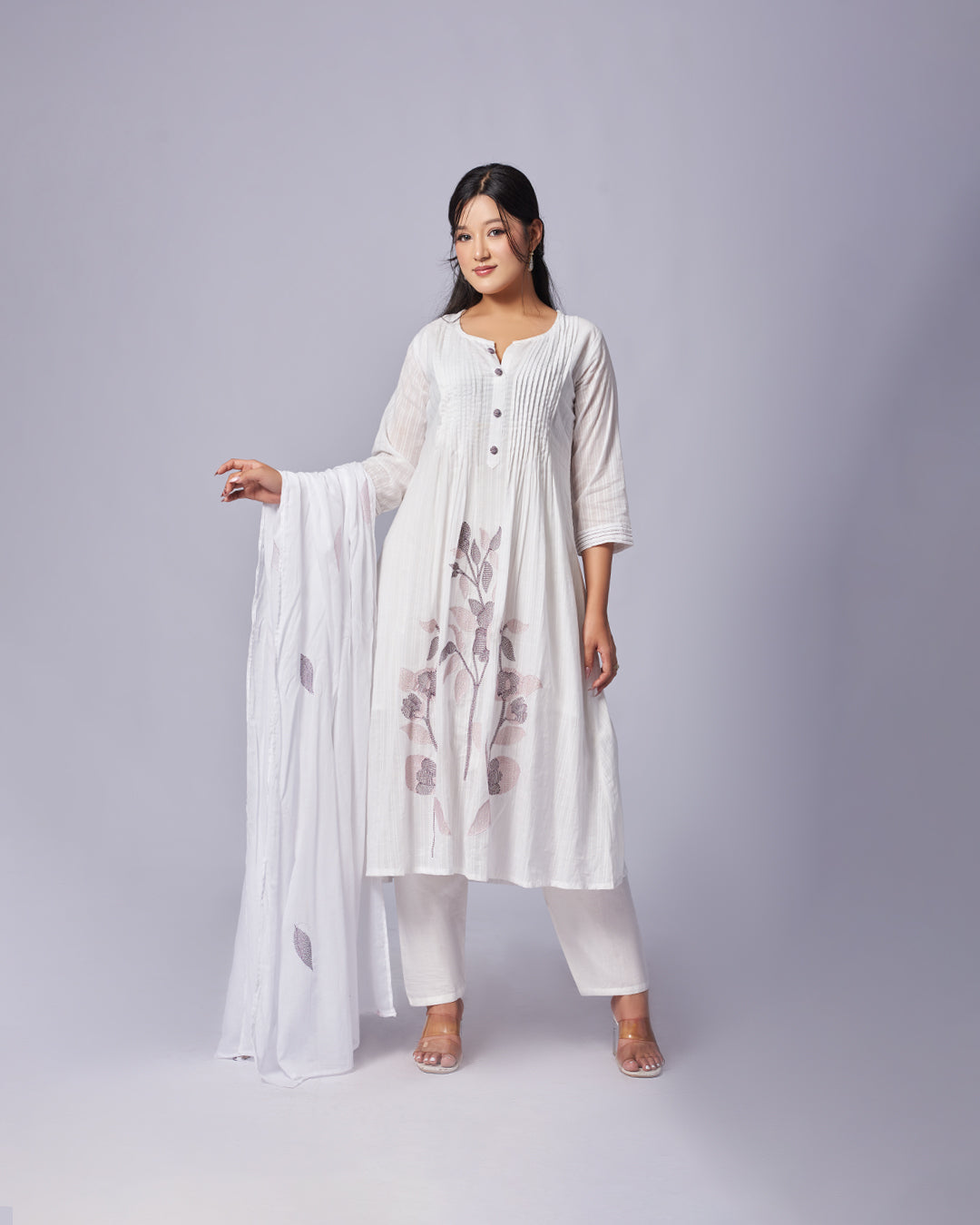 Ink Trail – Mulmul Cotton Kurthi Set