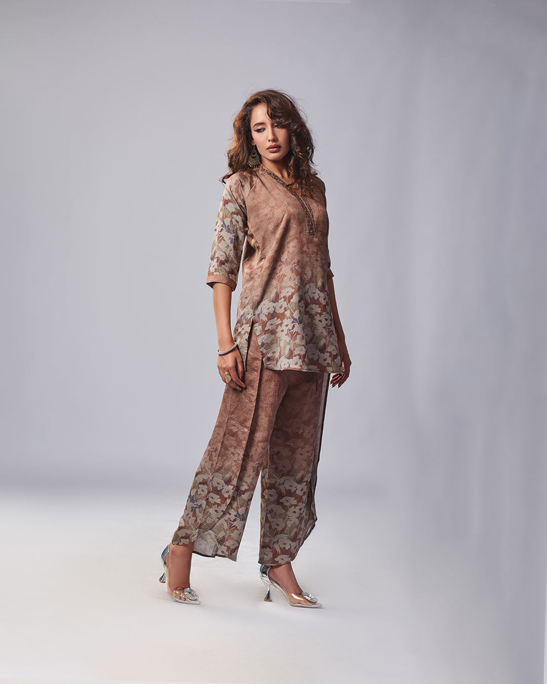 Cocoa Bloom Printed Kurti with Plazo