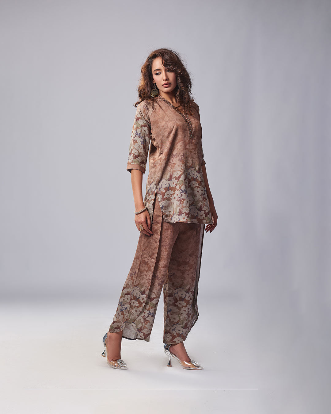 Cocoa Bloom Printed Kurti with Plazo