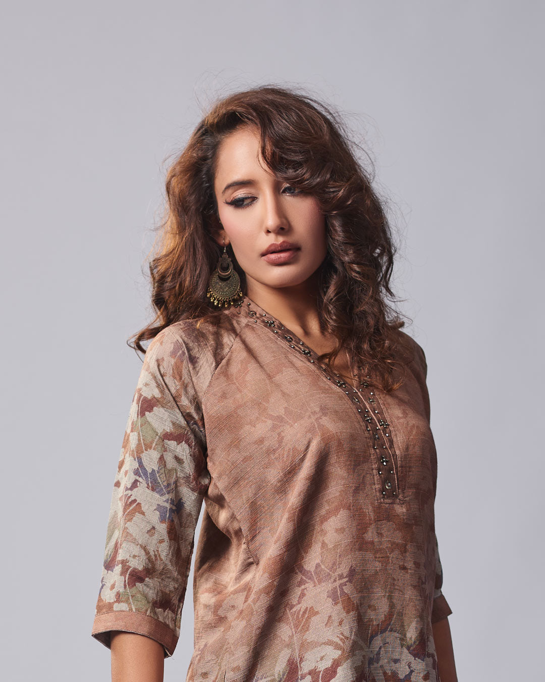 Cocoa Bloom Printed Kurti with Plazo