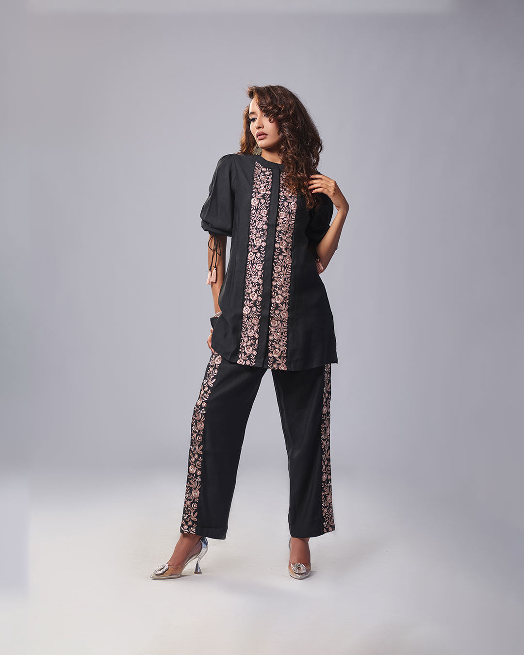 Noir Bloom Embroidered Co-ord Set