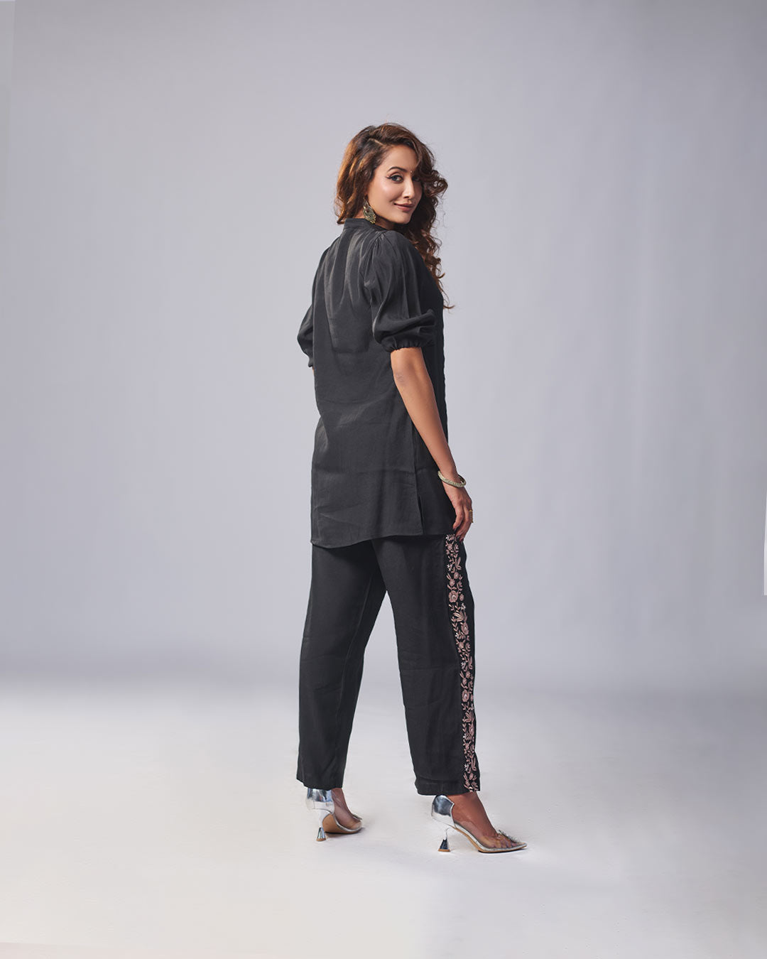 Noir Bloom Embroidered Co-ord Set