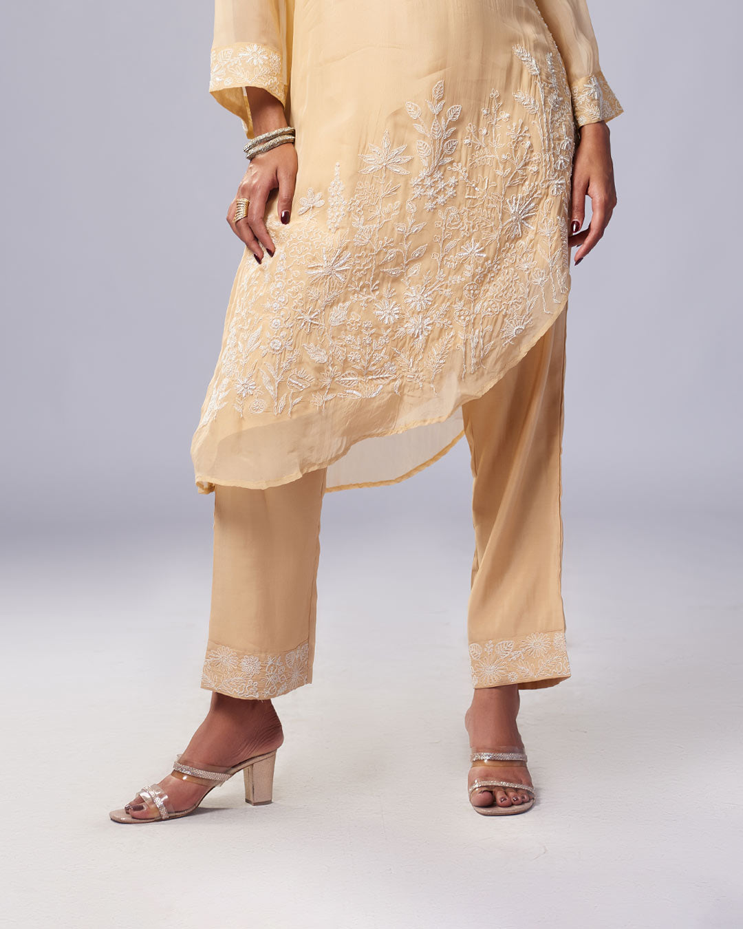 Ivory Dusk Asymmetrical Kurthi with Pant