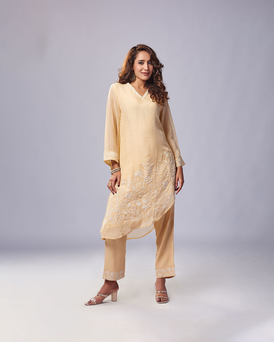 Ivory Dusk Asymmetrical Kurthi with Pant