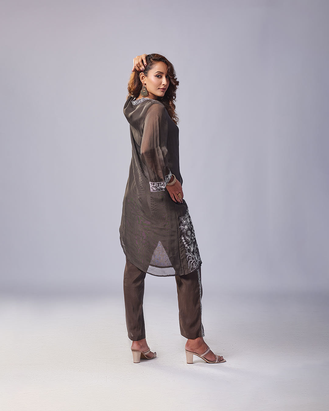 Cocoa Bloom Asymmetrical Kurthi with Pant 