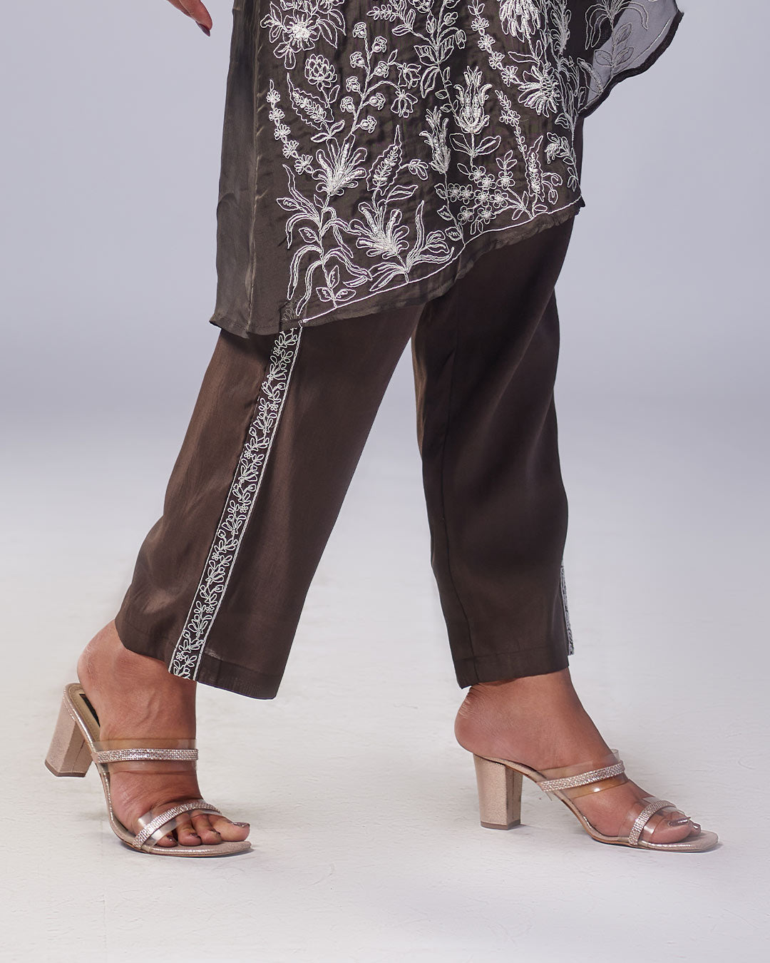 Cocoa Bloom Asymmetrical Kurthi with Pant 