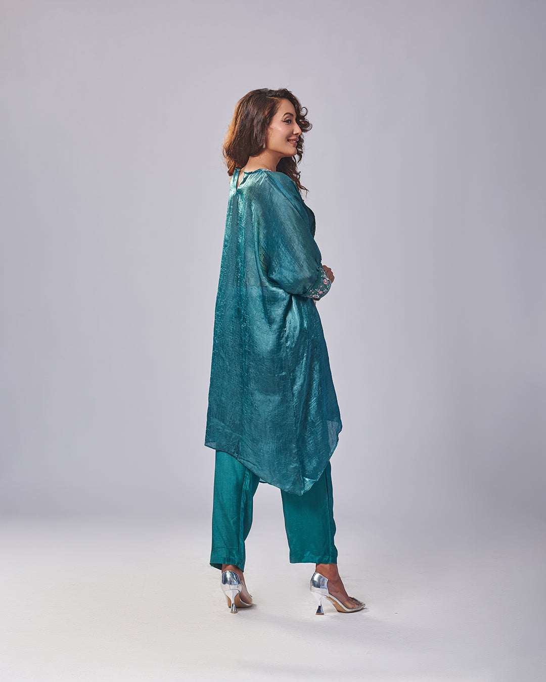 Teal Elegance Embroidered Kurthi With Pant 