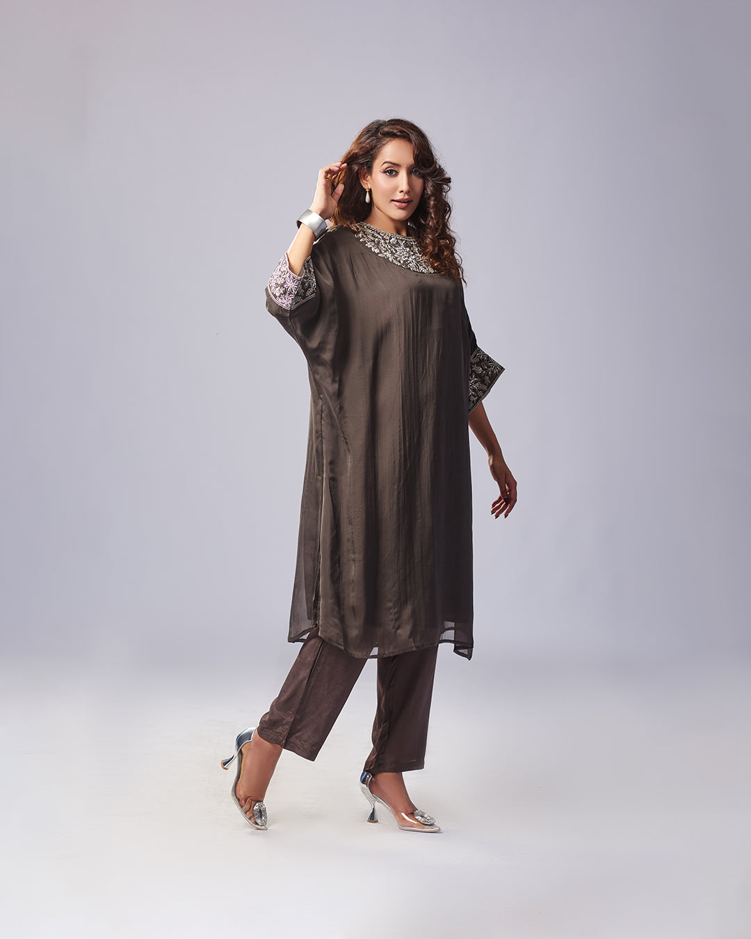 Cocoa Luxe Embroidered Kurthi with Pant 
