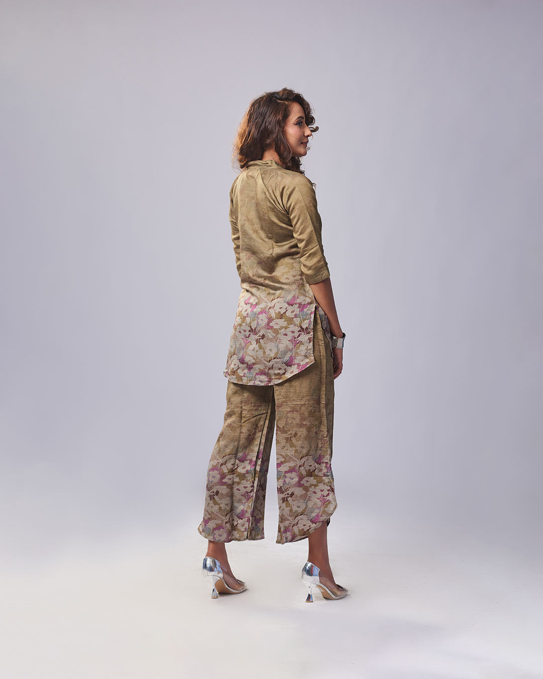 Olive Bloom Printed Kurti with Plazo