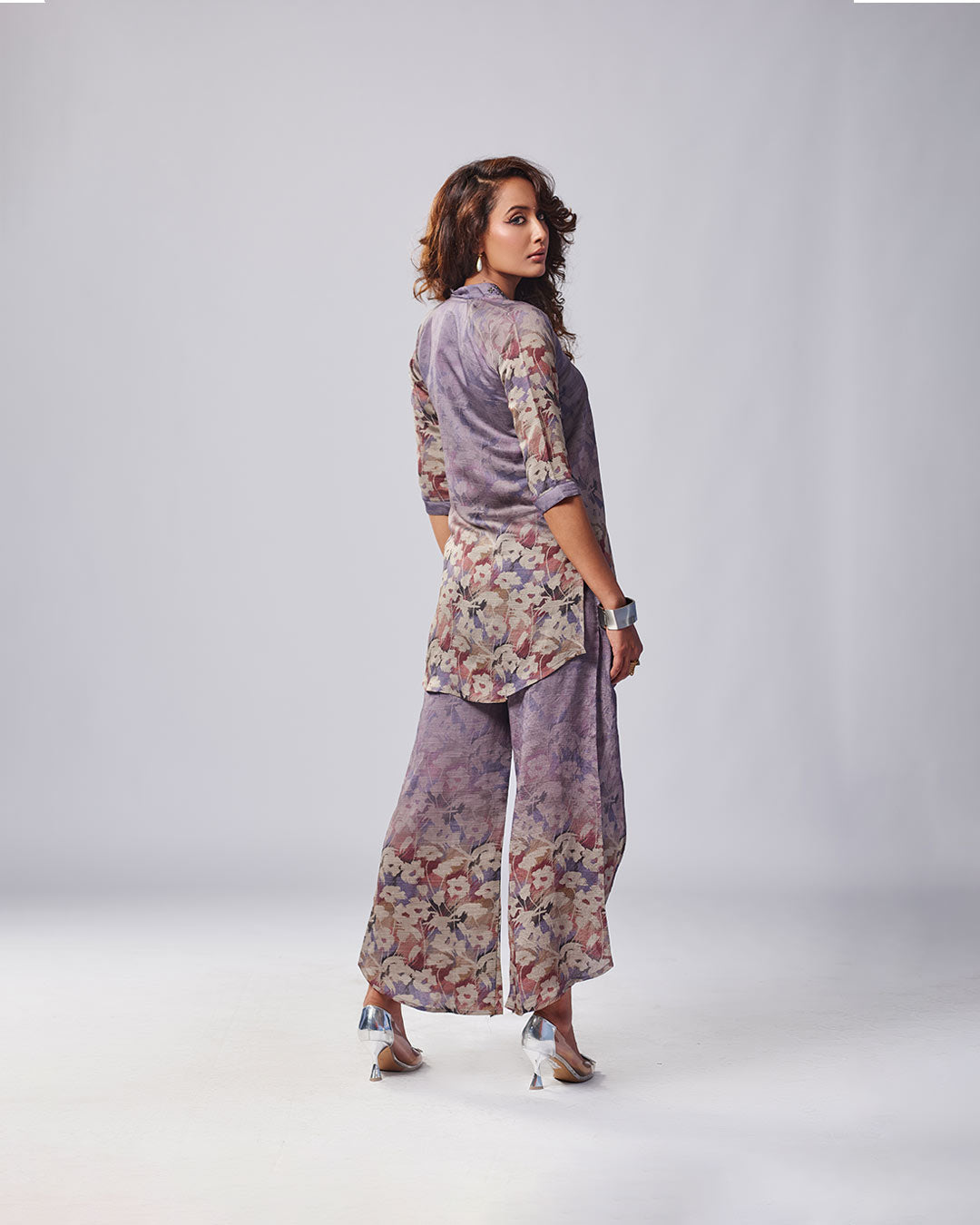 Lavender Mist Floral Kurti with Plazo