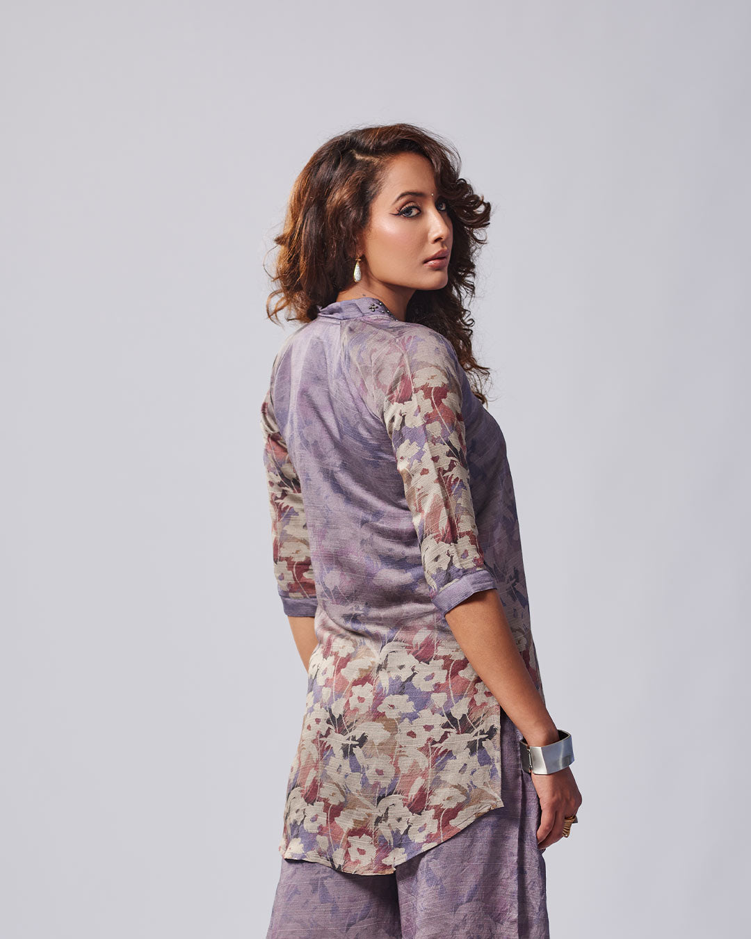 Lavender Mist Floral Kurti with Plazo