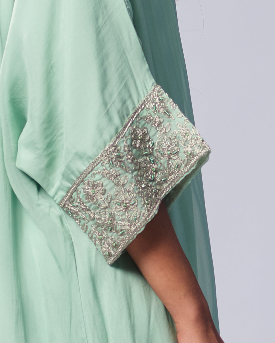 Mint Green Embroidered Kurthi With Pant