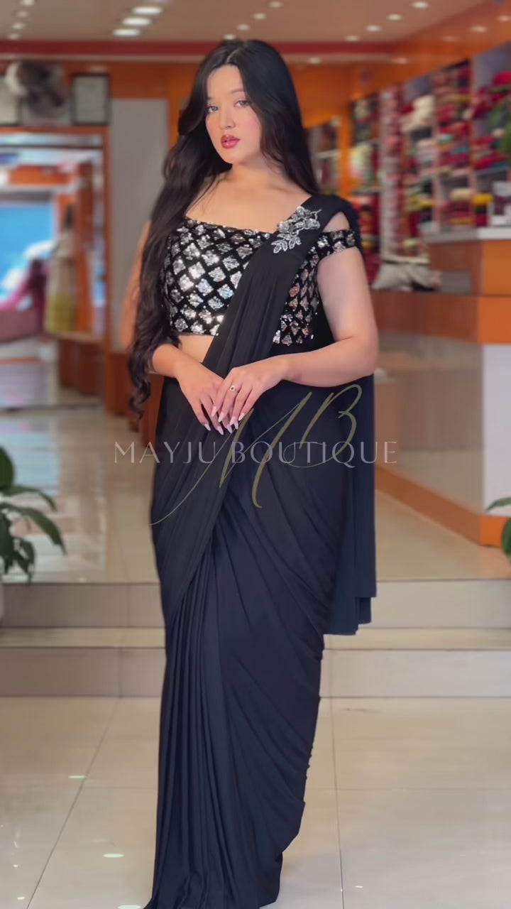 Midnight Grace Stretchy Lycra Saree